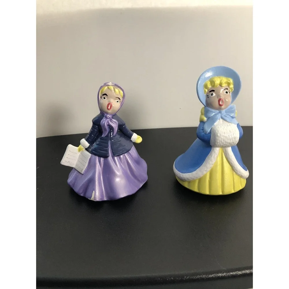 Set of 2 Vintage Hand-Painted Christmas Carolers Holland Mold Figurines‎